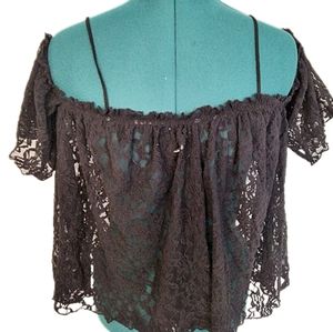 Kimchi Blue Black Lace Blouson Top Women's Size Small